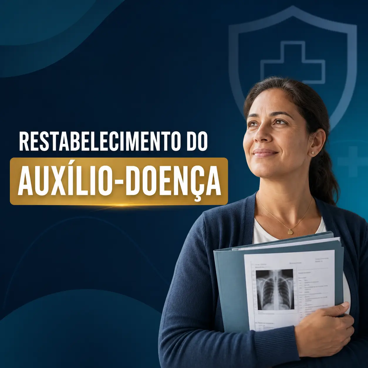 Segurado analisando documentos médicos e carta de cessação do INSS sobre a mesa